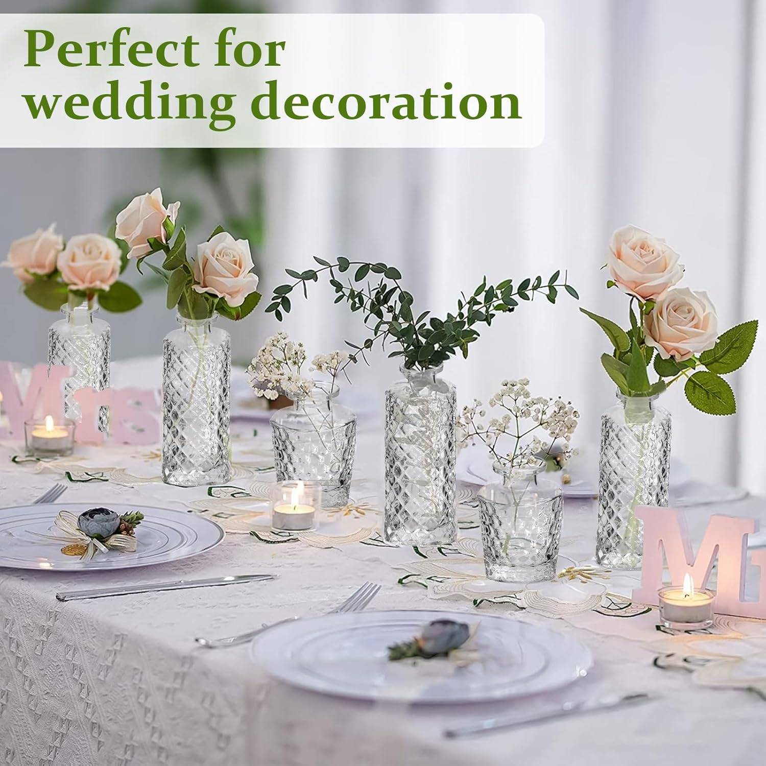 22 Bud Vases - Clear Glass Small Vases Flower Vase Bulk for Centerpiece Table Wedding Decorations