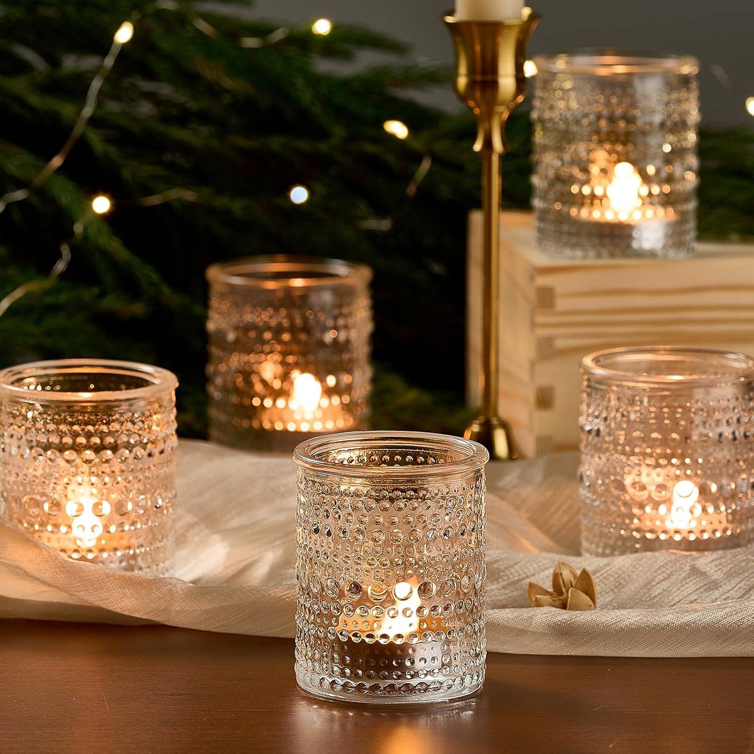 24 Pack Clear Glass Votive Candle Holders